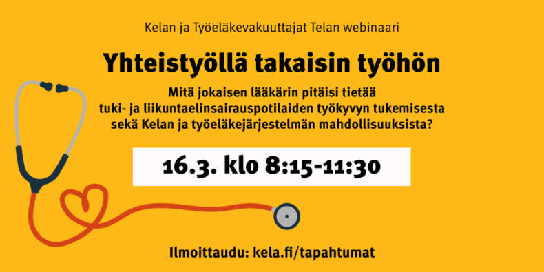 Yhteistyöllä takaisin työhön -webinaari lääkäreille 16.3.2022 klo 8.15-11.30.