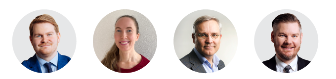 Tulevaisuuden työeläkkeiden päättäjäkurssin toisessa osiossa mukana ovat Turkka Sinisalo, Liisa Hanén, Mikael Pentikäinen ja Janne Pelkonen.