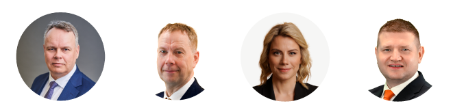 Tulevaisuuden työeläkkeiden päättäjäkurssin kolmannessa osiossa mukana ovat Juho Saari, Antti Tanskanen, Saara-Sofia Sirén ja Mikko Koskinen. 