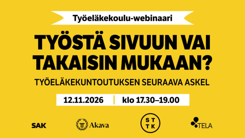 Työstä sivuun vai takaisin mukaan? Työeläkekuntoutuksen seuraavaa askelta pohtiva webinaari 12.11.2026.